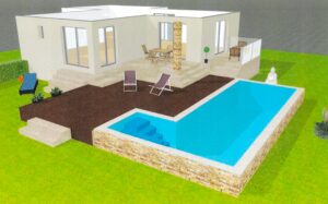 Maison contemporaine avec piscine et terrasse en bois à Perpignan, Occitanie