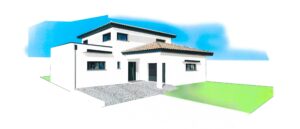 Maison neuve de style méditerranéen avec toit en tuiles rouges à Perpignan, Occitanie