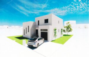 Maison cubiste moderne avec garage et véhicule en Perpignan, Occitanie