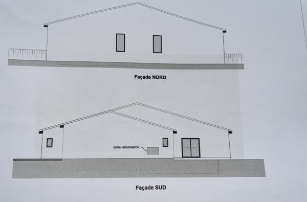 Élévations Sud et Nord de la villa conçue par Amir CTP.